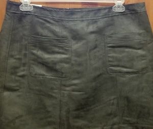 Olive green faux suede mini skirt
